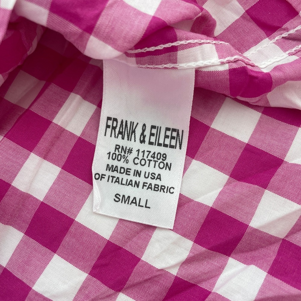Frank & Eileen Barry Pink Gingham Check Italian Cotton Button Down Shirt Small - Picture 8 of 10